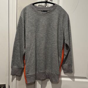 Zara NWT Sweatshirt Gray with Orange zipper side details size m